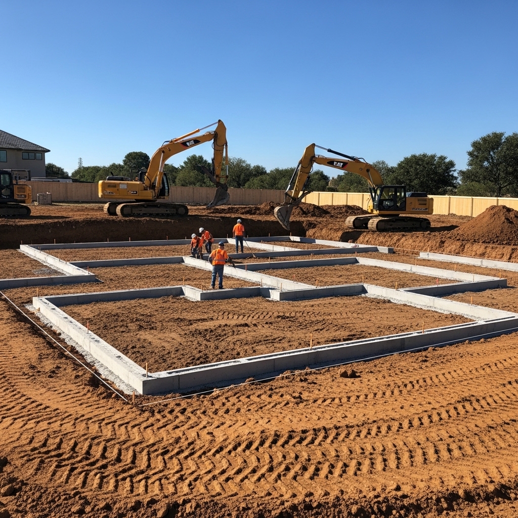 Prace ziemne i wykop pod ławy fundamentowe